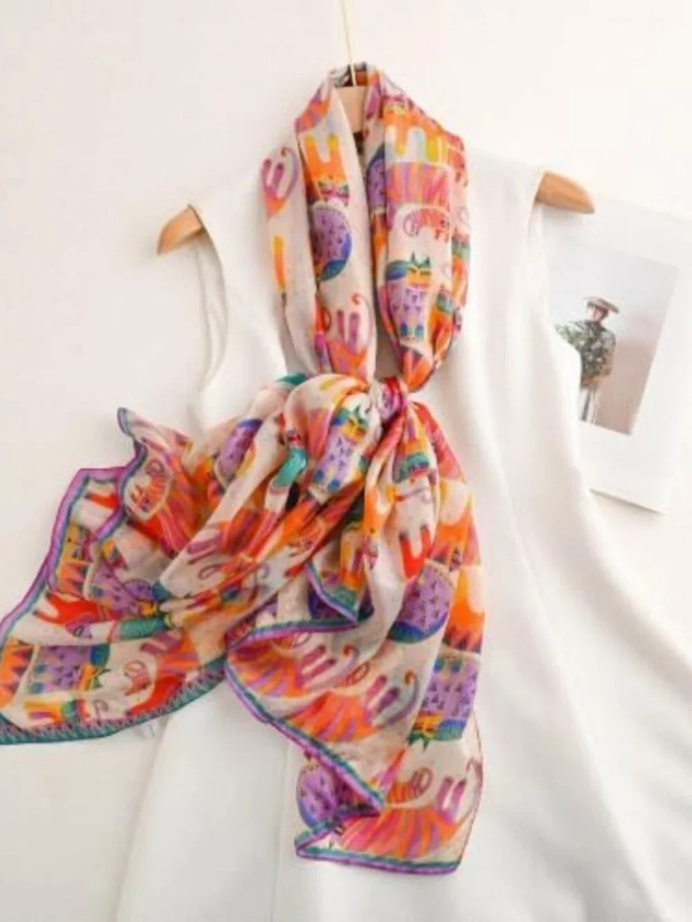 Luxurious 100% Mulberry Silk Floral Scarf - Lightweight Large Shawl Wrap for